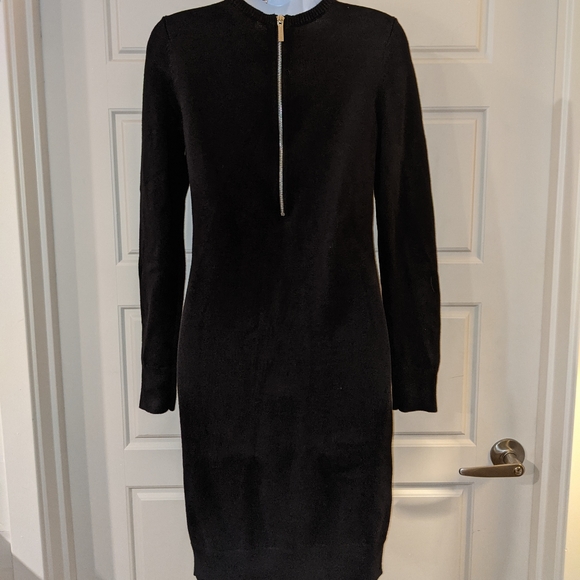 Michael Kors Sweater Dress Black Scoop Neck Beaded Neckline - Picture 4 of 5